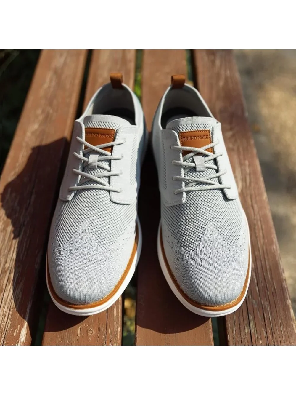 Men's Grey Knit Mesh Dress Sneakers Lace Up Casual Walking Oxford Shoes